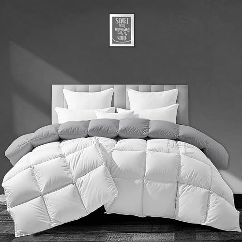 Image of PURE ECO Heavy Winter 400 GSM Comforter for Single Size (60 inchX90 inch) - Soft Quality Winter Blanket Soft Microfiber Fill - Duvet /Blanket Single Size - White /Silver Grey Color