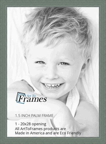 ArtToFrames 20x28 Inch Green Picture Frame, This 1.5" Custom Wood Poster Frame is Palm Green Barnwood Style Frame, for Your Art or Photos, WOM0066-56673-YGRN-20x28