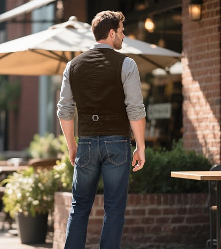 MllesReve Casual Corduroy Vest for Men V Neck Regular Fit Outdoor Vintage Waistcoat3