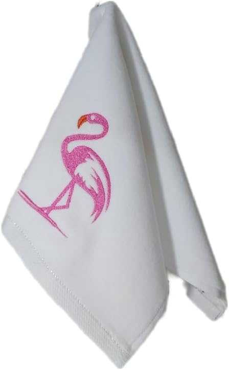 100% Cotton Terry Velour Flamingo Fingertip Towel Set 3 Pack,Super Soft Premium Small Hand Towels, Highly Absorbent Fingertip Towels. Ideal for Bathroom & Kitchen, Quick Dry - Dish Towels(3,White 1)