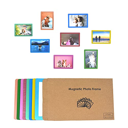Lagipa 8 Pack 4X6 Magnetic Picture Frames Photo Frame, Magnetic Display Frame Photo Pocket Sleeve For Refrigerator Home Office Wall, Fridge Magnet, Magnet & Self-Adhesive 2 Stick Ways #TOP7