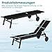 COSTWAY 2er Set Sonnenliege mit Rollen, Gartenliege mit Verstellbarer Rückenlehne und schnelltrocknendem Stoff, Rollliege bis 150kg belastbar, Liegestuhl für Garten, Balkon, Terrasse (Schwarz)