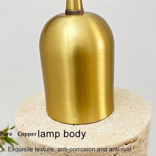 Lustre en travertin jaune d'exception et cuivre pur suspendu - 6