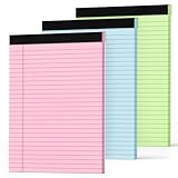 Legal Pads 8.5 x 11 Colored Note Pads 8.5 x 11, 3 Pack Notepads 8.5 x 11, Pink Notepad 8.5 x 11 Legal Pad, Notebook Paper 8.5 x 11 for Home Office Supplies, Lined Paper Pads 8 1/2 x 11, 30 Sheets/Pad