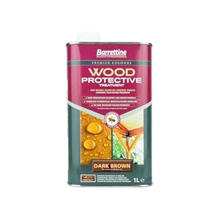Barrettine Wood Protective Treatment (Dark Brown, 1L) - Ideal Treatment for Outdoor Treated Timber Structures. Wood Protector Oil with Water Repellent Qualities. UV & Fade Resistant.