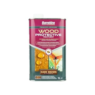 Barrettine Wood Protective Treatment (Dark Brown, 1L) - Ideal Treatment for Outdoor Treated Timber Structures. Wood Protector Oil with Water Repellent Qualities. UV & Fade Resistant.