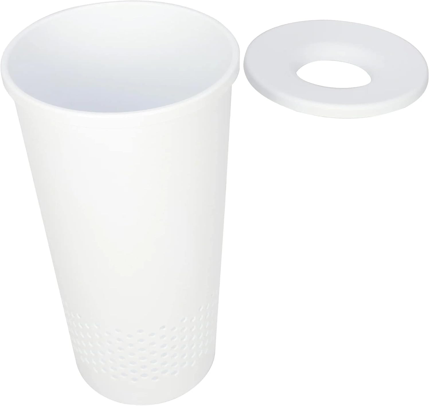 Round Plastic Laundry Basket, Durable Laundry Hamper with Handles, Clothes Hamper Organizer for Bedroom, Bathroom, Dorm, and Small Spaces（White）