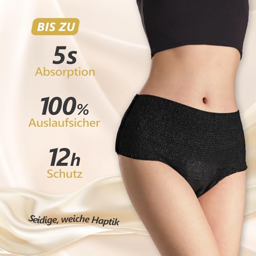 MOLLIS Einweg Periodenunterwäsche für Damen Postnatale Schwangerschafts Slips Auslaufsicher bei starkem Ausfluss Schwarz S/M 8 Stück