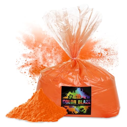 Color Blaze Holi Colored Powder - 5 lbs of Orange Powdered Color - for Fun Runs, Color Toss, Rangoli, Powder War, Backyard Party & Festivals - Pack of 1 Colorful Bag - 5 Pounds in Bulk - Orange