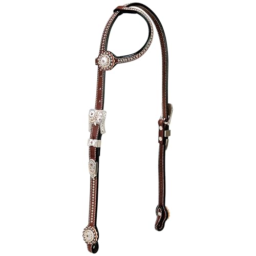Weaver Leather Unisex Adult Sliding Ear Headstall, Brown, Horse US