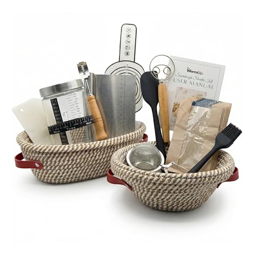 TheWarmUp All-in-One Sourdough Starter Kit – Complete Beginner Bread Baking Set with Baking Newsletter, 40 oz Glass Jar, 10