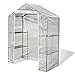 Produktbild ERLAN Foliengewächshaus Tomatenhaus Begehbares Gewächshaus mit 2 Regalen, Klares PVC-Haus für Wenig Blumentopf/Saftig, Outdoor Pflanzen Zelt 140× 70× 195 cm