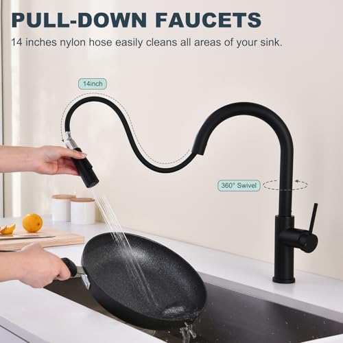 Tohlar Black Kitchen Faucet with Pull Down Sprayer by Tohlar - Used condition - Image 2