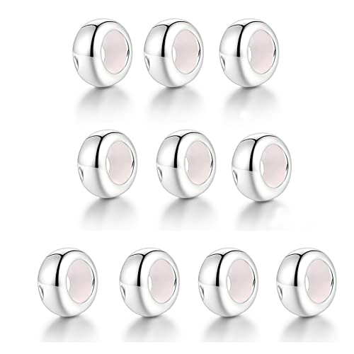 GW Stopper Charms 925 Sterling Silver Round Rondelle Spacer Beads for Charm Bracelets for Women