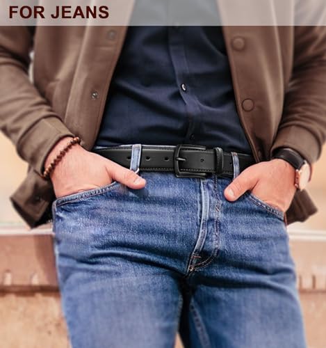 KEMISANT Cinturones Hombre, Cinturones Cuero Hombre Trabajo para Negocios y Eventos Formales,Ancho 35 mm(Negro,115cm/38-40" Cintura ajuste) - imagen 5