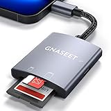 GNASEET SD Kartenleser für i-Phone i-Pad, Micro SD Kartenlesegerät mit Dual Kartenschächte, Tragbarer Trail Kamera Viewer SD Kartenleser Adapter, Fotografie Speicherkartenadapter Unterstützung Laden