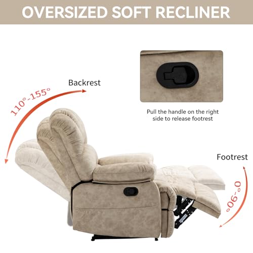Sillón reclinable tela beige con brazo acolchonado miniatura 5