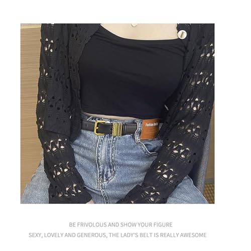 Belts for women, Waist Belt Women's Waist Belts Vintage Pure Cowhide Belts Denim Suit Pants Artistic Belt Alloy Pin Buckle Belt(Beige,100 CM)2