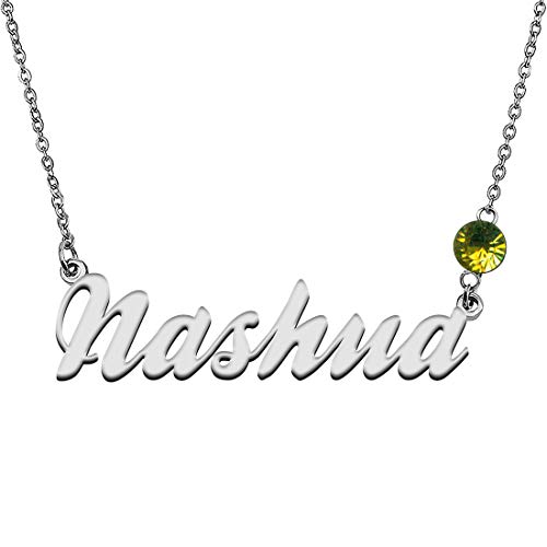 GR859C Personalized Charm Name Necklace with Birthstone for Best Friends Nashua