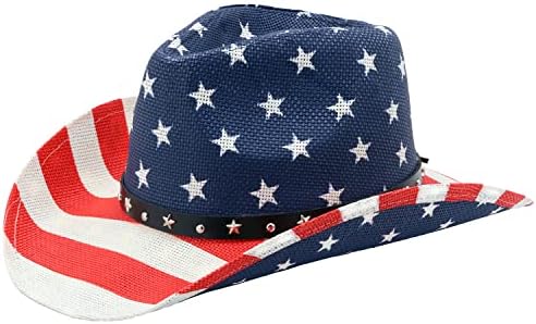 Retro Rodeo Wild Western Cowboy Hats for Men and Women - American Flag - 2