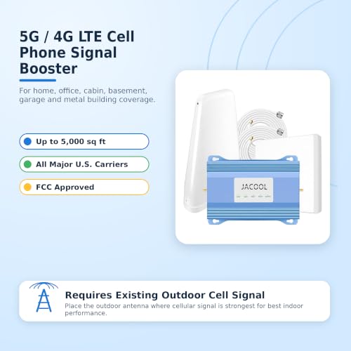 Image of Cell Phone Signal Booster for Home, 5G 4G LTE, Up to 5,000 Sq Ft
