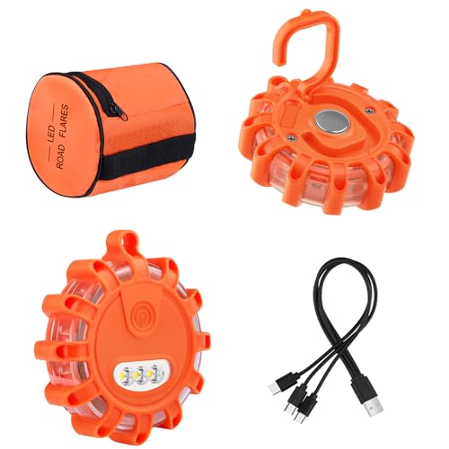 Gyrophare LED,Clignotant Routier LED,Indicateur de disque d'urgence rechargeable USB avec 9 modes de clignotement,câble Type C chargeur camion clignotant...