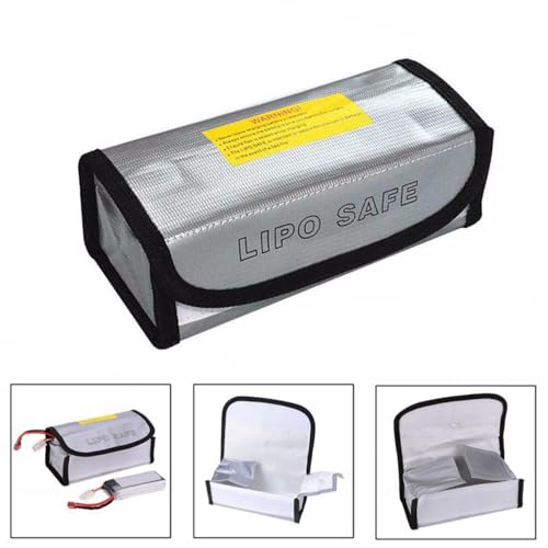 Geoyien lipo Safe Bag feuerfeste Tasche 2 Stück Sicherheits-Taschen für Ladung und Transport, großes Fassungsvermögen (18.5X 7.5x6cm/14x9x5.5cm) ideal zum Aufladen und Aufbewahren