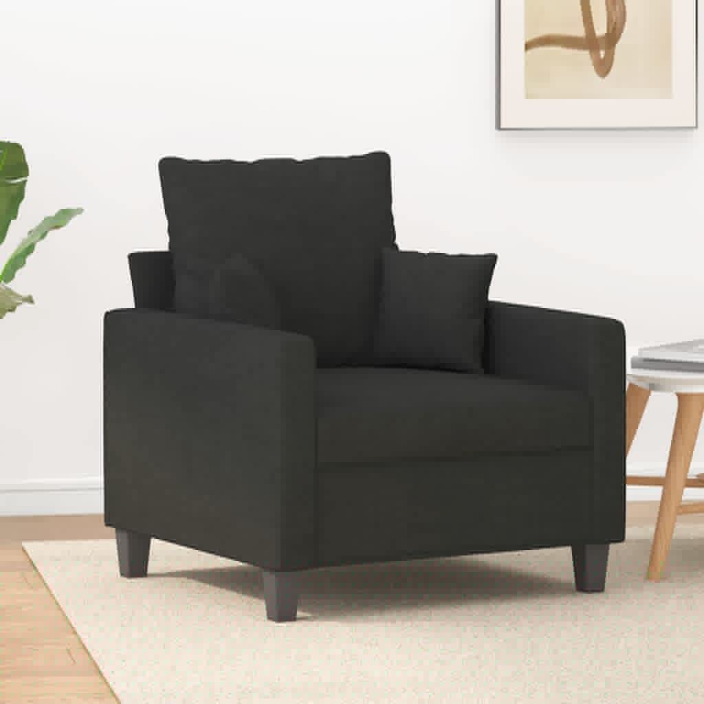 Homgoday Fotel do salonu, czarny fotel 60 cm z tkaniny, meble do salonu, krzesło, fotel relaksacyjny, fotel do sypialni