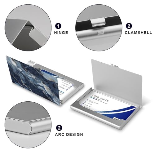 Metal Business Card Holder Ultra Slim - Marble Navy Blue Mixed Professional Aluminum Alloy Card Case with Magnetic Closure, Compact ID Credit Card Organizer Wallet for Men Women4
