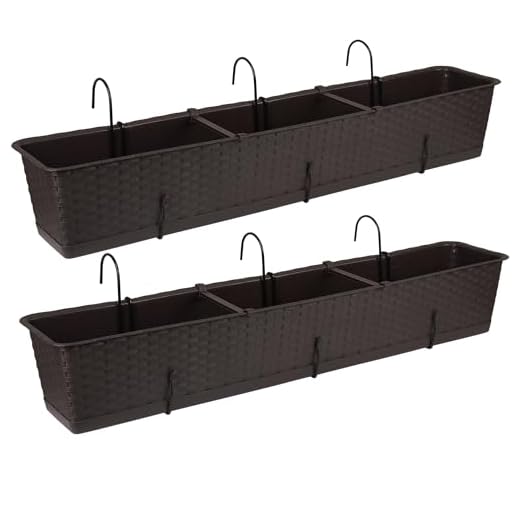 Tymar Blumenkasten Balkon mit Halterung, Balkonkasten, 2 Stück, Rattan, Pflanzkasten aus Kunststoff((2pack) Braun, 80cm)