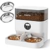 Espelho Automatic Cat Feeders for 2 Cats – 5L Timed Cat Food Dispenser with 2 Stainless Steel Bowls, 10s Meal Call Programmable Portion Control Pet Feeder with Desiccant Bag for Cats & Dogs