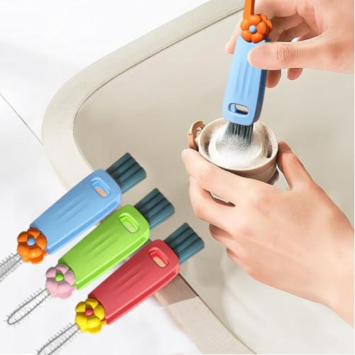 Miniatura 6 de Erioscar 3 Pcs Cepillo De Limpieza 3 En 1 Para Tapa De Vasos, Nuevo Cepillo De Limpieza Multifuncional, Limpiador De Tapas De Vasos Portátil Con Cepillo