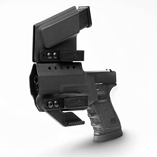 GRITR IWB Appendix Carry Kydex Left Hand Gun Holster Compatible with Glock 19 | Magazine Holder, Open Bottom, Optic Cut, Adjustable Retention