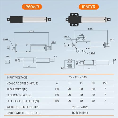 Mini actuador lineal eléctrico de 6V/12V/24VDC con carrera de 30mm 5
