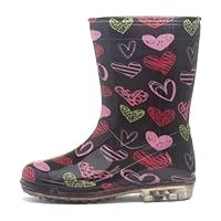 Shoe Zone - Girls Black Love Hearts Welly - Size 5 Child UK - Black