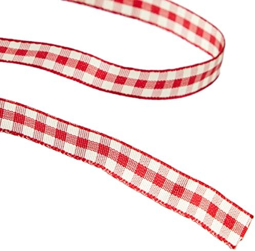 Berisfords R143810/1 | Red Natural Gingham Ribbon | 20m x 10mm | Valentines