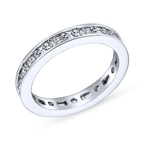 Cubic Zirconia CZ Band Stackable Wave Set Eternity Anniversary Wedding Band Ring For Women .925 Sterling Silver2