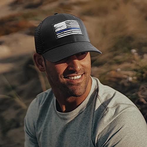 Image of American Flag Hat, Baseball Cap for Men Women, Adjustable Snapback Hats USA Flag Trucker Hat Black