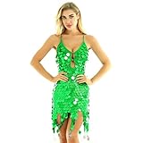 Frauen glänzende Glitzer Pailletten Tanzkleid Latin Salsa Tango Cha Cha Tanzkostüm.