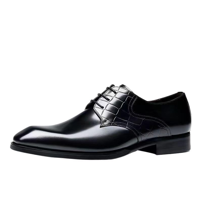 Mens Genuine Leather Oxfords Dress Shoes, Patent Lace-up Leather Tuxedo Dress Shoes for Business Wedding
