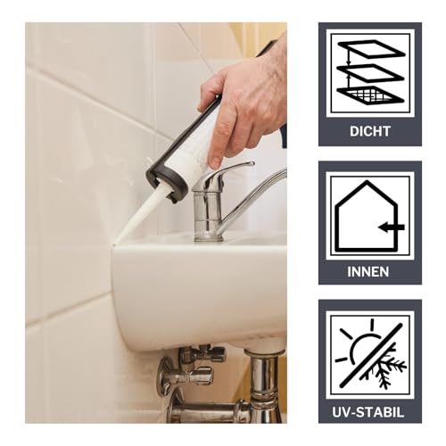 dubaust Universalsilikon, Multisilikon, Silikondichtstoff für Innen & Außen - UV- & witterungsbeständig,für Sanitärbereich geeignet, 280ml Kartusche (1, Transparent)