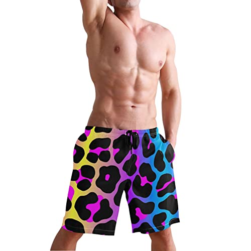 Boccsty Leopard Skin Pattern Men's Swim Trunks Animal Print Summer Beach Shorts Quick Dry Bathing Suits With Mesh Lining Xl #TOP4