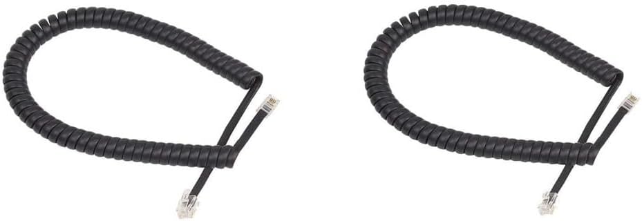 DKURVE Telephone Handset Phone Extension Curly Coil Line Cable (Pack of 2)