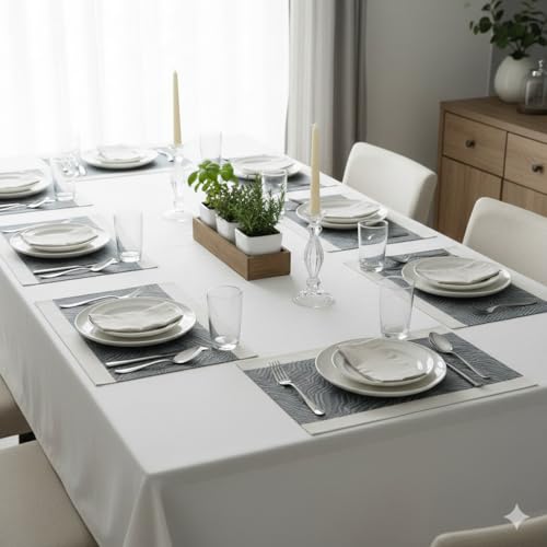 Image of YELONA Placemats Set of 8, Heat-Resistant Woven Vinyl Table Mats, Non-Slip & Washable Dining Tablemats for Kitchen & Dinner Decor, Anchor Grey (45cm x 30cm)