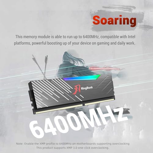 Image of Computer Memory Ram RGB Hynix M-die KingBank DDR5 32GB(2x16GB) 6400MHz CL32 1.4V with Heatsink for Desktop Computer High Performance Gaming