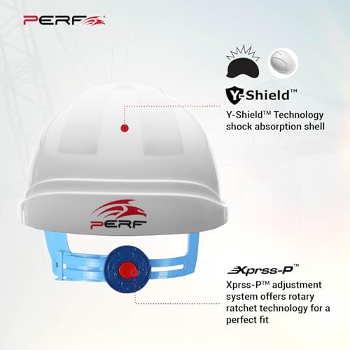 Image of PERF Safety Helmet for Construction & Outdoor Work|Easy3D Fitting System for Any Head Size|Lightweight|8-Point Support Easy Impact Absorption Sweatband|XPrssPNV(White)
