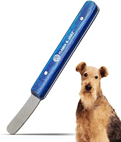 FLAMIA & JABZ Stripping Metal Stone Diamond Edged for Dogs, Cats & Pets with Wooden Grip (Fine)