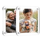 uxcell 2個のアクリル製冷蔵庫用磁気フレーム3.1 x 3.1インチ クリア スクエア 冷蔵庫用マグネット 両面磁気写真フレーム 富士フィルムミニ写真用