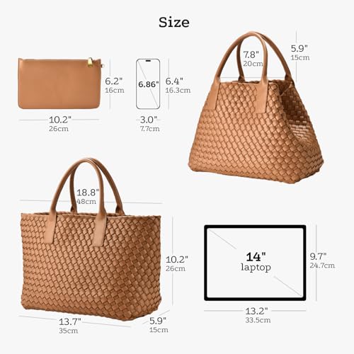 Bolso Tote tejido para mujer en cuero vegano miniatura 5