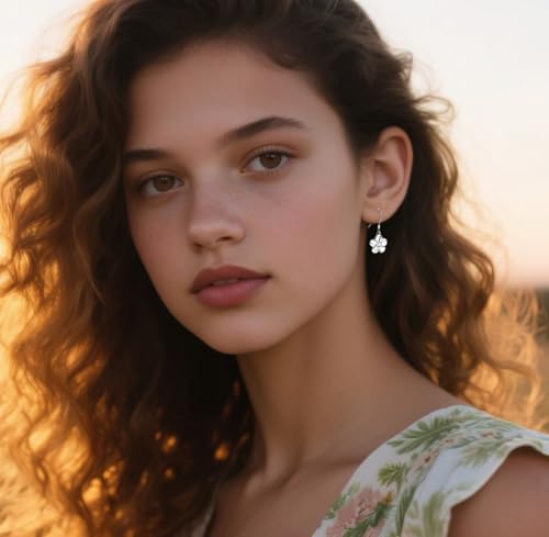 Reffeer Solid 925 Sterling Silver Hawaiian Flower Drop Earrings Plumeria for Women Teens CZ Flower Dangle Earrings Hooks for Spring2